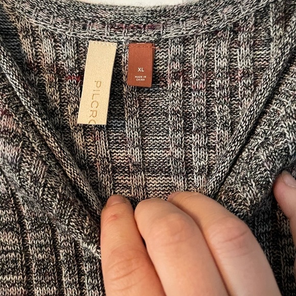 ANTHROPOLOGIE Pilcro Knit High Neck Ribbed Cotton Silk Blend Marled Gray Tank - Picture 7 of 9